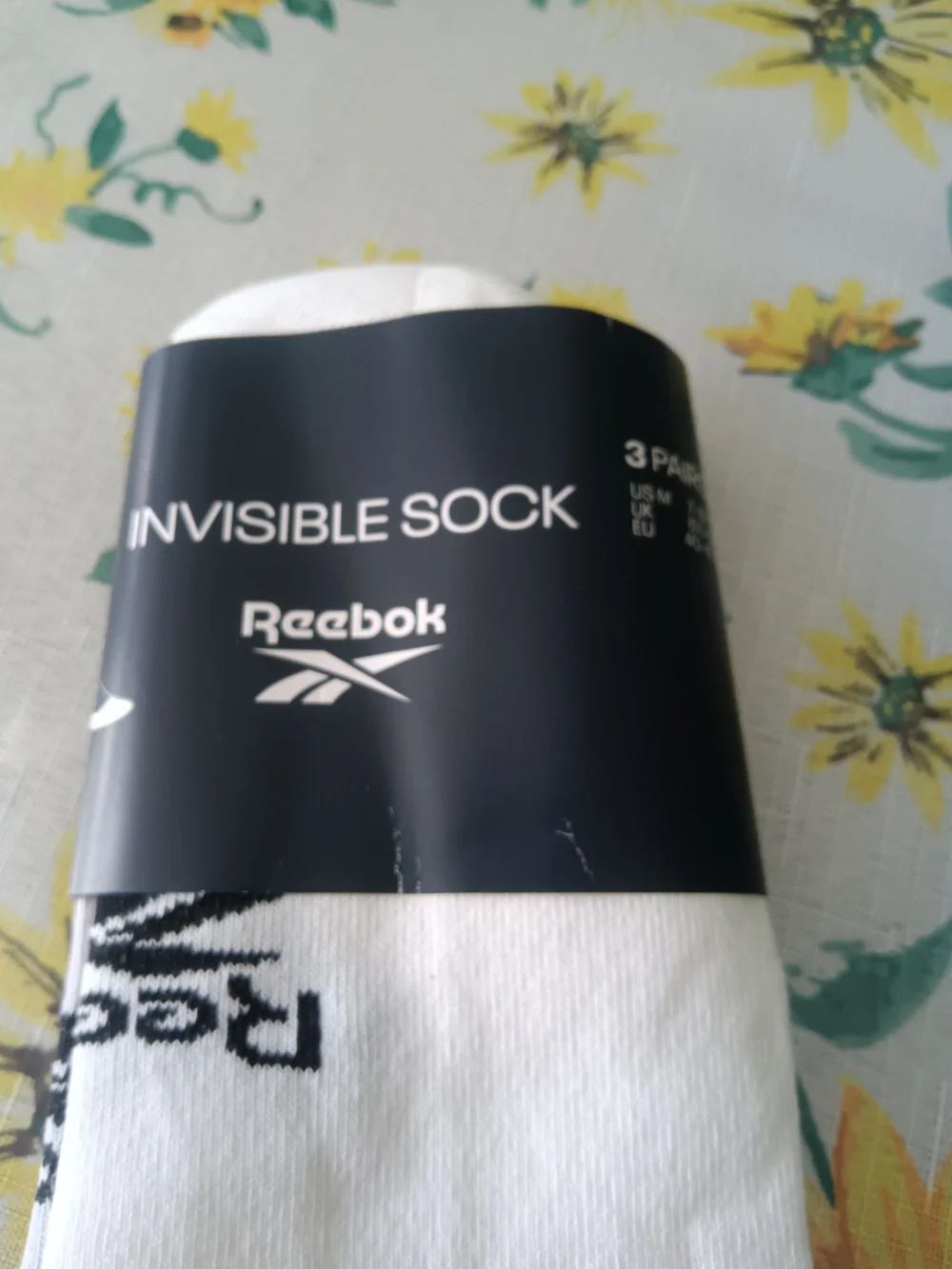 Reebok Unisex White Invisible Socks - 3 Pack One size fits all